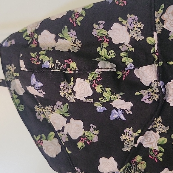 Women Size 6 Dress Black Ivory Floral Butterflies Spaghetti Strap H & M DIVIDED - Picture 3 of 10